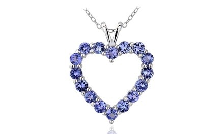 2  cttw Tanzanite Open Heart Necklace in Sterling Silver