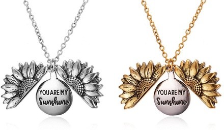 You Are My Sunshine Engraved Necklace Sunflower Locket Necklace Jewelry