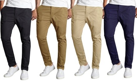 Galaxy By Harvic Men's Slim Fit Cotton Stretch Chino Pants (2-Packs)