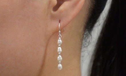 Freshwater Pearl Hanging Earrings in Sterling Silver