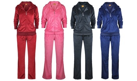 LeeHanTon Women's Soft Velour Tracksuit Set (2-Piece). Plus Sizes Available.