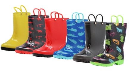 NORTY Boys' Waterproof PVC Rain Boots Toddlers to Big Kids