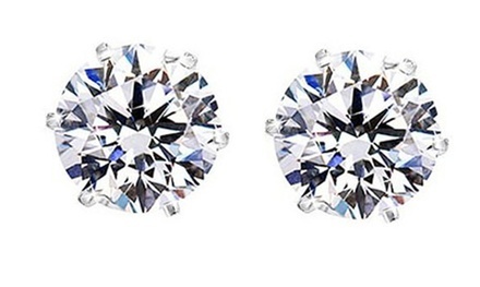 2.00 CTW Crystal Studs with Swarovski Elements in Sterling Silver