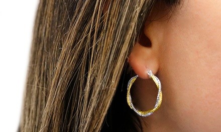 Sterling Silver Diamond Cut Braided Hoop Earrings. Multiple Options Available.