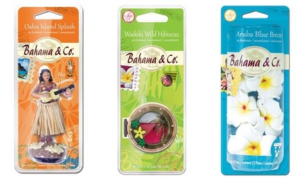 Three or Four Pack Tropical Scented Air Fresheners for Home and Auto from Bahama & Company