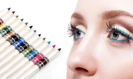 Vivid Multi-Color Eyeliner Pencils (12-Pack)