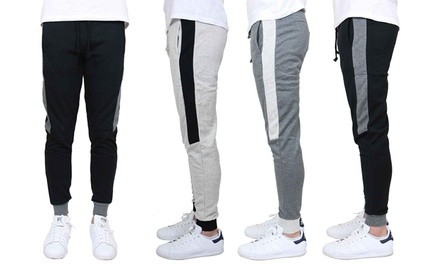 Men's Slim-Fit French-Terry Joggers with Contrast Side Stripe (S–2XL)