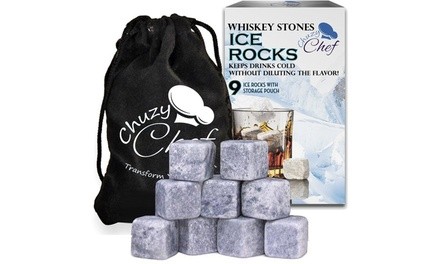 Whiskey Stones Ice Cube Rocks Set (9-Piece)