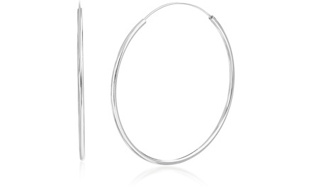 Nina & Grace 35mm–80mm Sterling Silver Endless Hoop Earrings