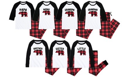 Nap Chat: Plaid Bear Matching Family Pajama Sets. Plus Sizes Available.