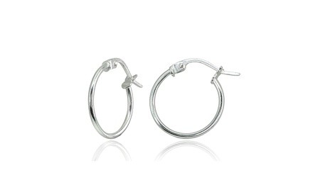 925 Silver Tiny Small 15mm Polished Round Thin Lightweight Unisex Hoop Earrings