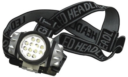 12 LED Adjustable Head-Lamp with Pivoting Light-Head (1- or 2-Pack)
