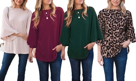 Reflection Women's Spring Boatneck Flutter Sleeve Top. Plus Sizes Available.