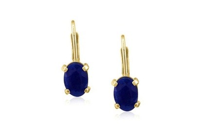 2.00 CTTW Genuine Blue Sapphire Leverback Earrings in 18k Yellow gold