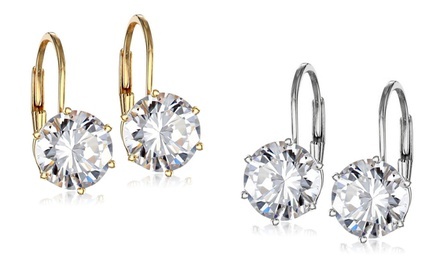 4.00 CTW Leverback Earrings Made with Swarovski Crystals by Mina Bloom (1- or 2-Pack)
