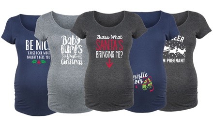 Women's Holiday Maternity T-Shirts. Multiple Options and Sizes Available