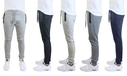 Men's Tech-Fleece Cotton-Blend Jogger Sweatpants with Zipper Pockets