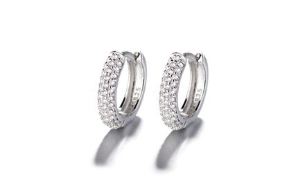 Sterling Silver Dainty Swarovski Crystal Huggie Earrings