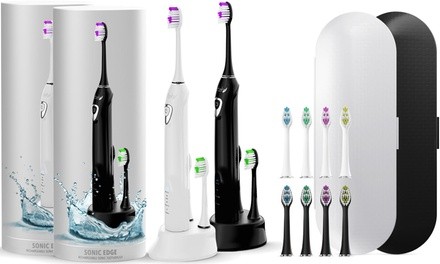 Sonic Edge Electric Toothbrush with 4 Heads and Travel Case
