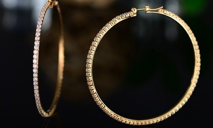 BARZEL Classic Gilded Hoop Earrings Made with Crystal By Swarovski