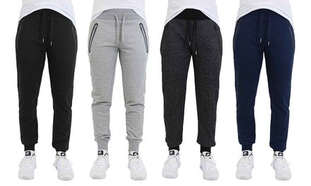 Men's Slim-Fit French Terry Joggers with Tech Zipper Pockets (4-Pack)