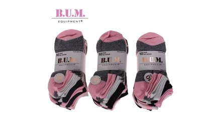 B.U.M. Women's 10 Pack Marled No Show/Low Cut Socks