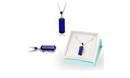 4.50 CTTW Genuine Diamond & Sapphire Pendant in Sterling Silver by Diane Lo'ren