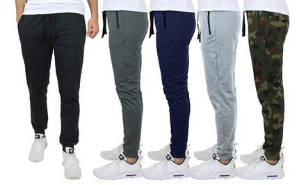 3-Pack Men's Slim Fit French Terry Jogger Lounge Pants With Zipper Pockets