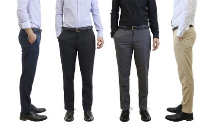 Men’s Slim Fit Belted Dress Pants (2-Pack)