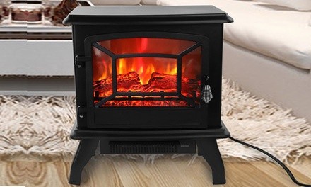 1400W Electric 68-95F Knob Control Standing Flame Stove Fireplace Heater