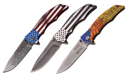 MTech USA Assisted Opening Stainless Steel American Flag Knife