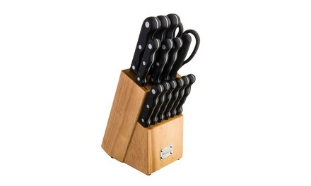 NEW ENGLAND CUTLERY 15 pc knife set w/ wooden block