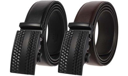 Men's Ratchet Belt with Genuine Leather, Slide Belt for men