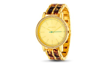 Steve Madden Yellow Gold Toned Tortoise Colored Analog Women's Watch