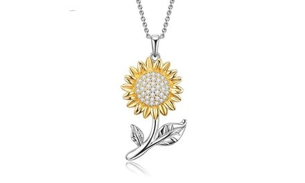 Women 925 Silver Sunflower Warmth Positivity Pendant Necklace Jewelry