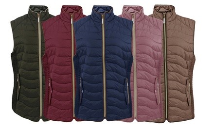 Women's Sherpa-Lined Water-Resistant Puff Vest. Plus Sizes Available.