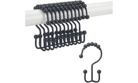 12-Pack Rustproof Shower Curtain Rings Stainless Steel Roller Shower Hooks