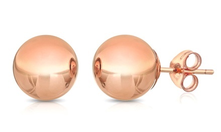 14K Solid Rose Gold Ball Stud Earrings