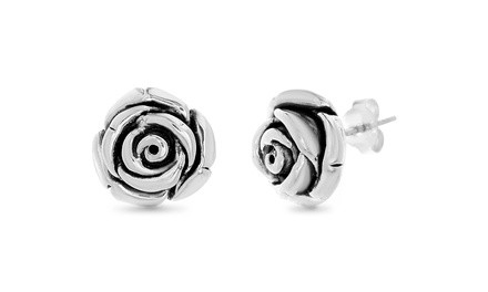 Nina & Grace Sterling Silver Rose Stud Earring 