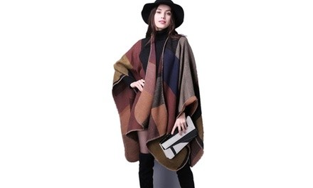 Women Scarves Plaid Ponchos Cape Oversized Shawls Wraps Cashmere Pashmina