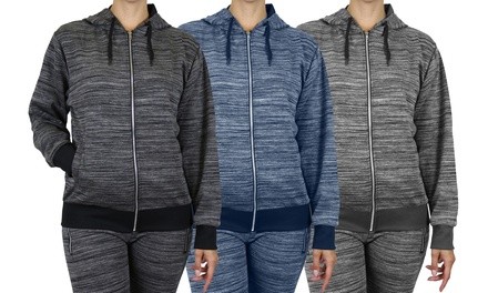 Women's Marled Tech Fleece Performance Hoodie Jacket. Plus Sizes Available.