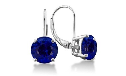 4.00 CTTW Blue Sapphire Round Cut Leverback Earrings by Valencia Gems