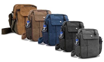 Multi-Functional Canvas Purse Bag with Bottle Holder - 5 Colors