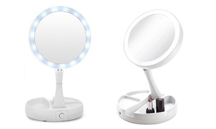 Fold Away LED Double-Sided Vanity Mirror