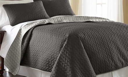 Embossed or Quilted Reversible Coverlet Set (3-Piece)