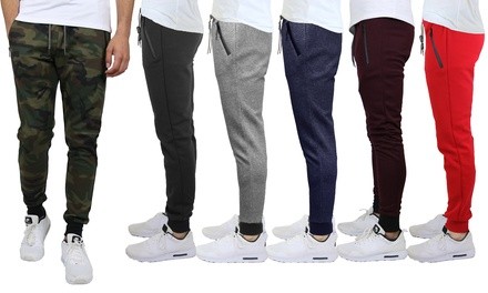 Galaxy By Harvic Men's Slim-Fit Tech Fleece Joggers with Zipper Pockets