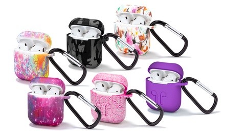 Airpod Case Cover with Carabiner for AirPods 1 & 2 (2-Piece) (LED Not Visible)