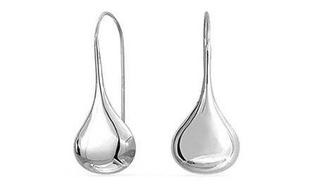 Italian Sterling Silver Puffed Teardrop Earrings by Verona
