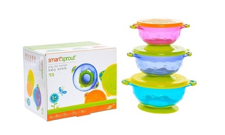 Baby Suction-Base Bowl Set with Snap Tight Lid (3-Piece)