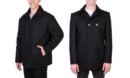 Maxxsel Men's Wool Blend Black Zipper Jacket or Pea Coat (S-5XL)